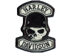 Harley Davidson 3 inch silver skull w/ helmet patch